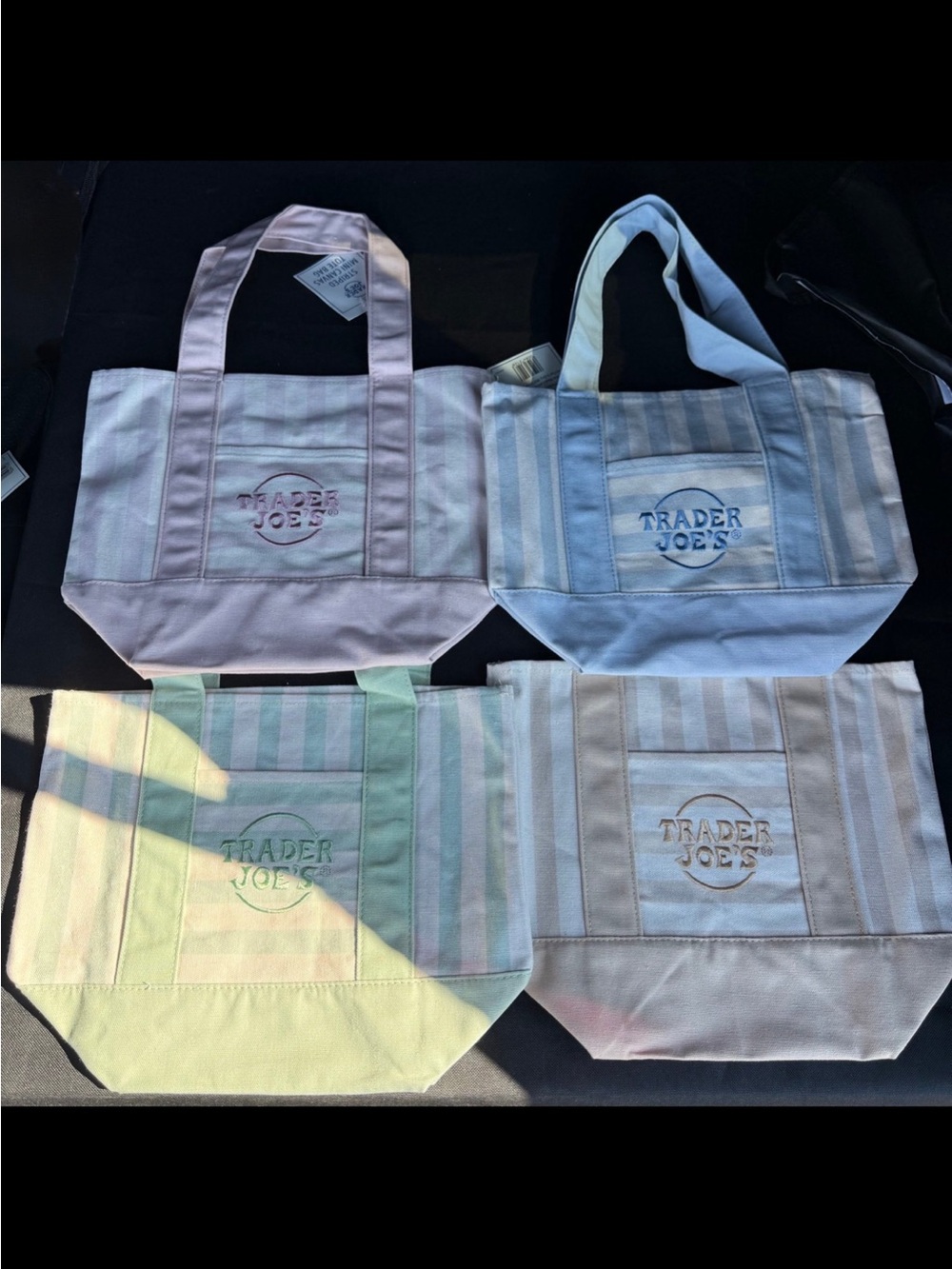 Trader Joe's Pastel Stripe Canvas Tote Bag - Pink
